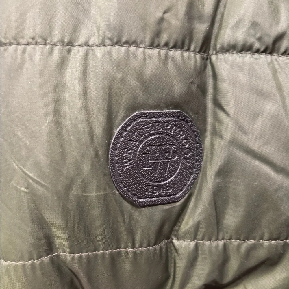 Weatherproof Olive Puffer Jacket with Black Faux Fur Collar